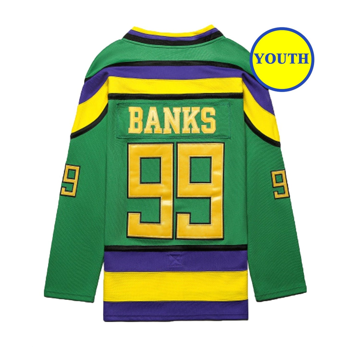 Youth The Mighty Ducks Movie Hockey Jersey Adam Banks  # 99 Forward Kids Size