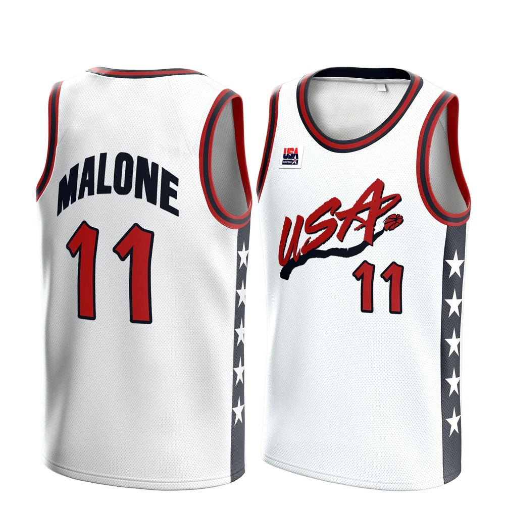 Karl Malone #11 USA Dream Team Basketball Jersey White Color