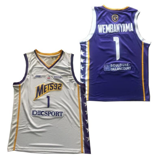 Victor Wembanyama #1 Mets France Basketball Jersey DarkBlue Purple White 3 Colors