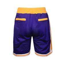 Load image into Gallery viewer, Throwback Classic Lakers Basketball Shorts Sports Pants with Zip Pockets