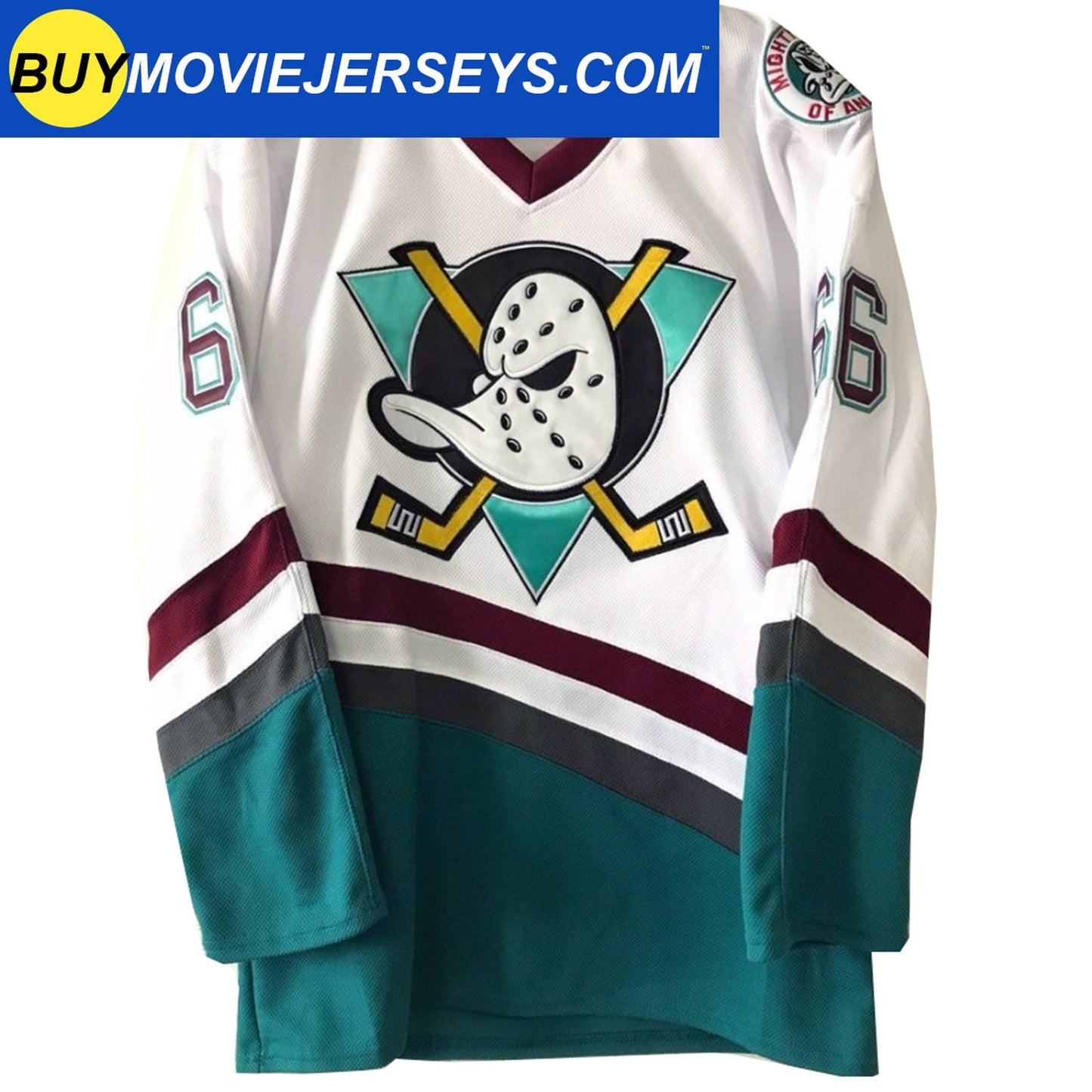 The Mighty Ducks Movie Hockey Jersey #66 Gordon Bombay White Color