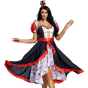 Women Queen of Hearts Costume Adult Wonderland Halloween Cosplay Fancy Dress