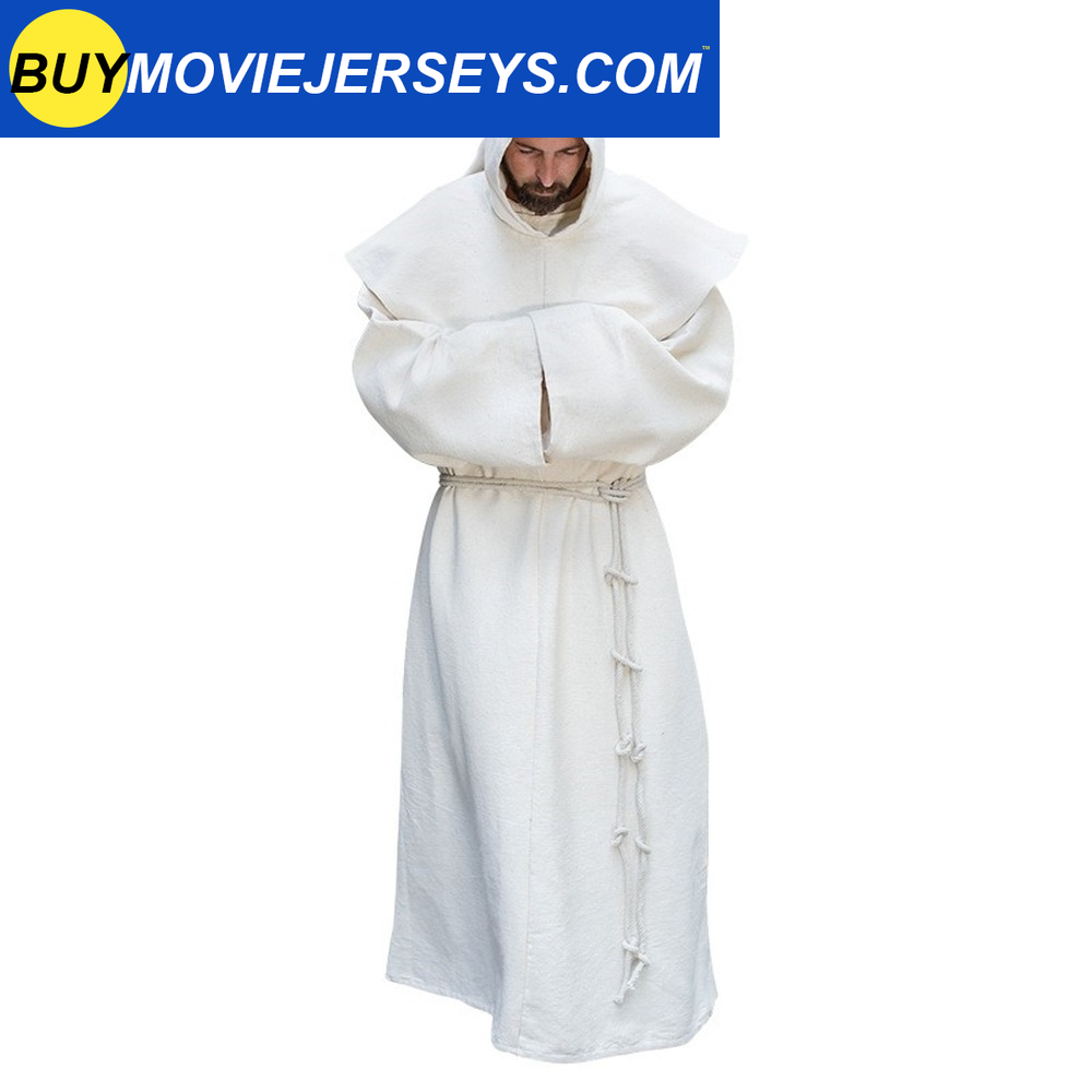 Mens Medieval Friar Hooded Robe Monk Renaissance Costume Halloween Cosplay Size S-5XL