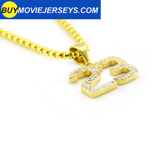 Hip Hop Plated Diamond 23rd Digital Number Pendant Alloy Necklace