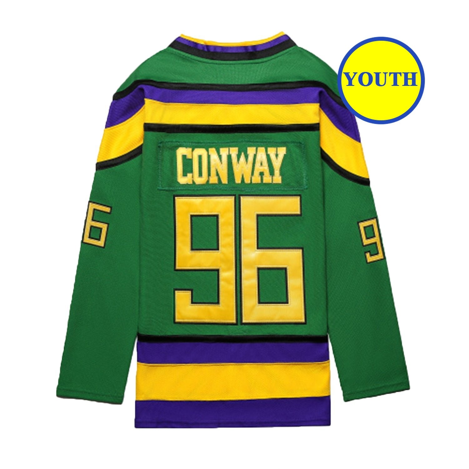  Youth Mighty Ducks Hockey Jerseys 96 Charlie Conway Tribute  Embroidery Kids Ice Hockey Jersey (96Green, S) : Clothing, Shoes & Jewelry