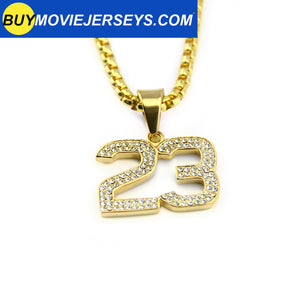 Hip Hop Plated Diamond 23rd Digital Number Pendant Alloy Necklace