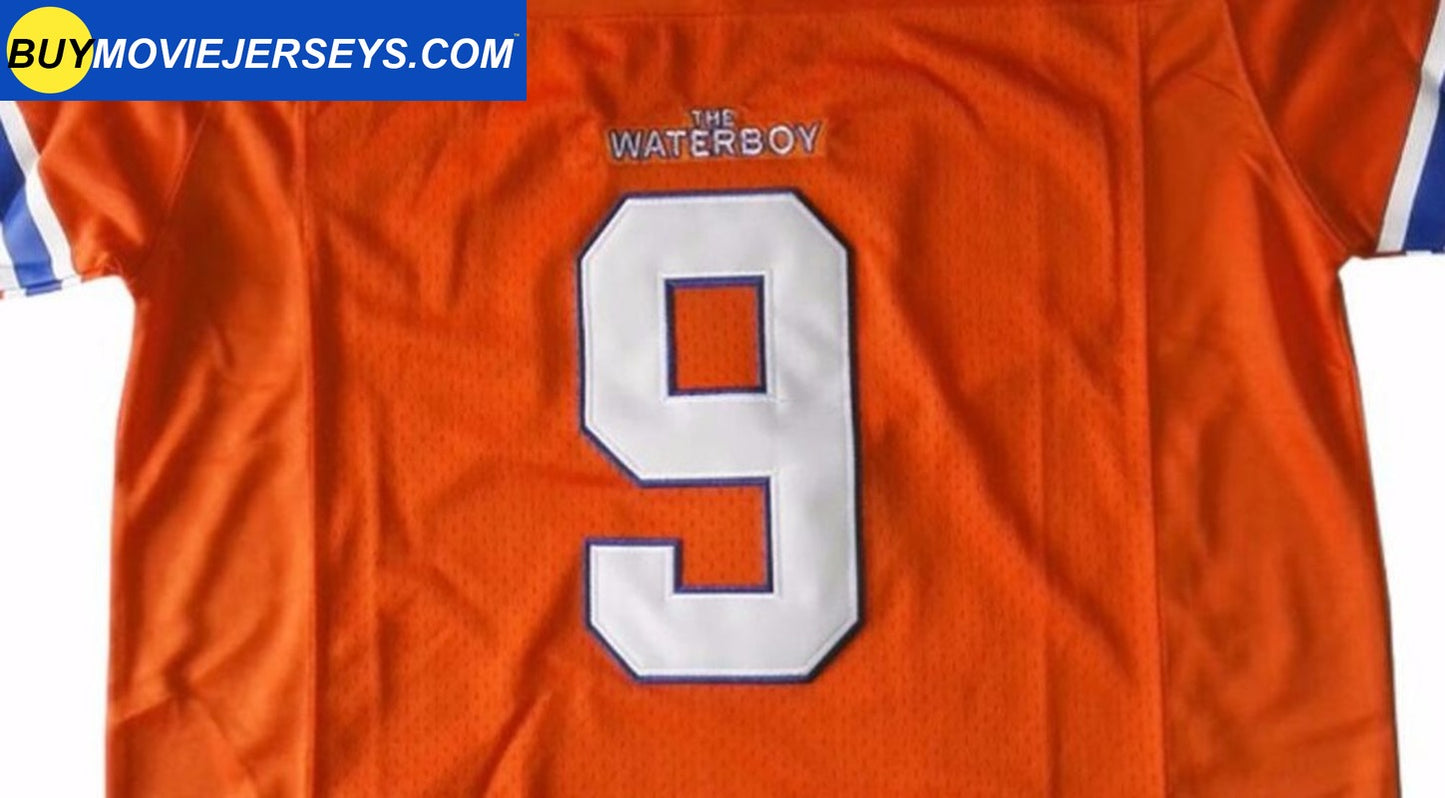 The Waterboy Movie Muddogs Bobby Boucher America Football Jersey #9 Orange Color