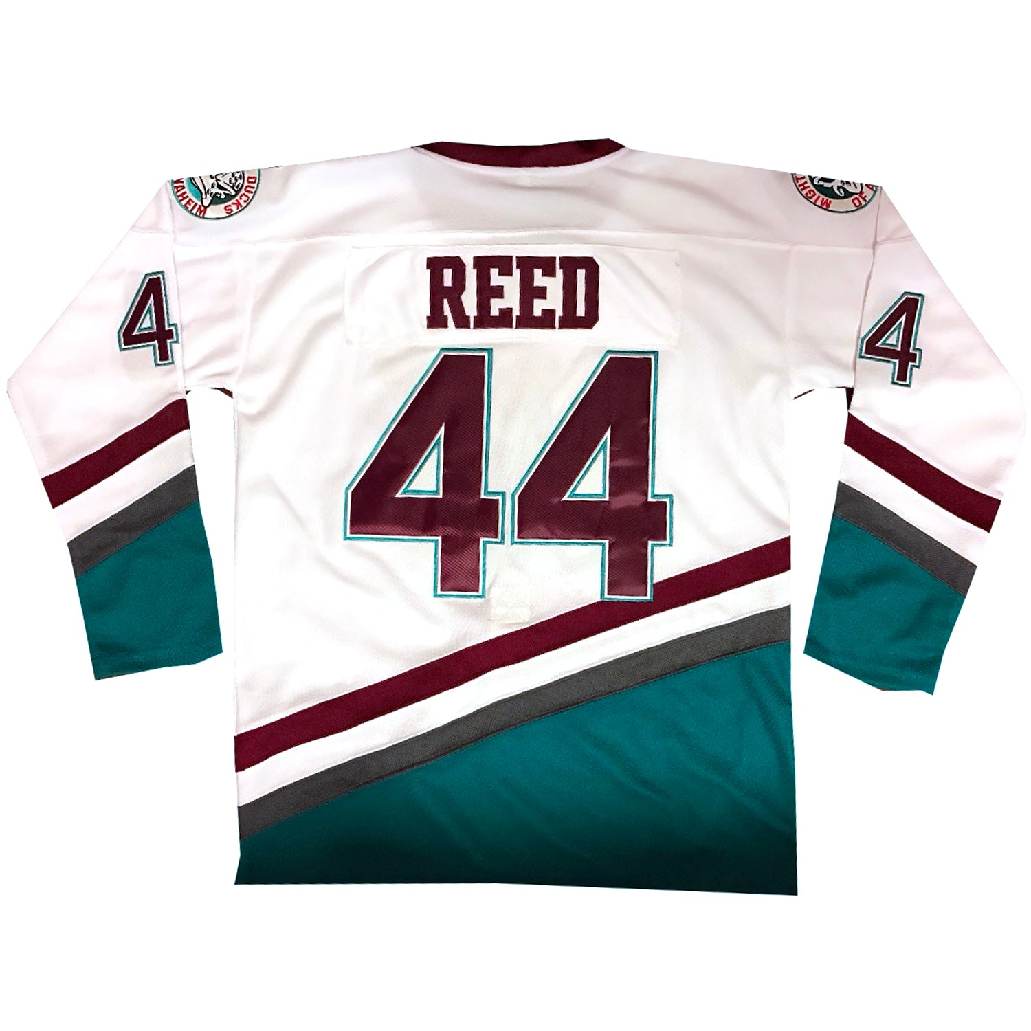 The Mighty Ducks Replica Jersey Fulton Reed #44 Large Stitched with Fight  Strap