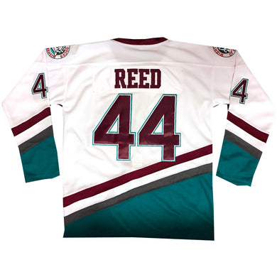 The Mighty Ducks Movie Hockey Jersey Fulton Reed  # 44 Defenseman White Color
