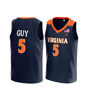 Virginia Cavaliers Guy #5 2019 Basketball Jersey Blue