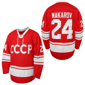 CCCP Russian Hockey Jersey #24 Makarov - Red