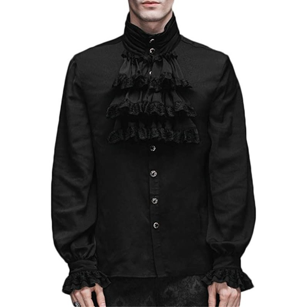 Men Pirate Shirts Vampire Renaissance Medieval Victorian Steampunk Gothic Tops