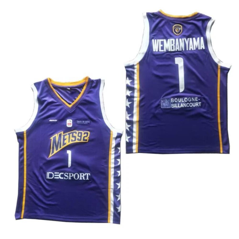 Victor Wembanyama #1 Mets France Basketball Jersey DarkBlue Purple White 3 Colors