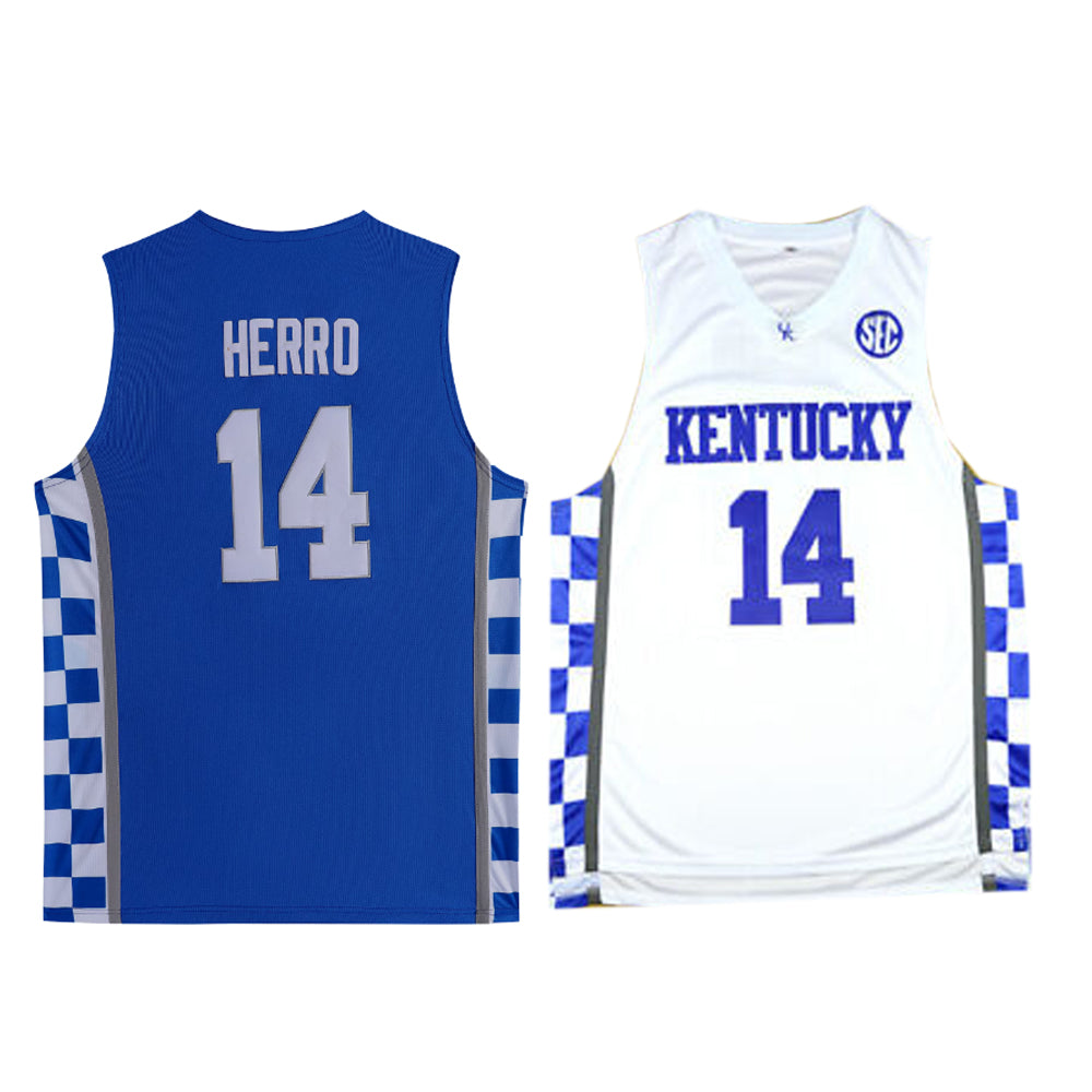 Tyler Herro #14 Kentucky College Basketball Jersey Blue/White