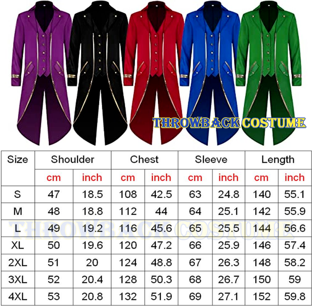 Men's Steampunk Tailcoat Jacket Medieval Gothic Victorian Coat Halloween Costume