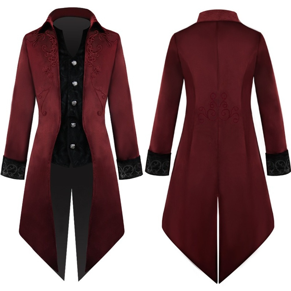 Men's Victorian Tailcoat Steampunk Medieval Jacket Gothic Coat Halloween Costume