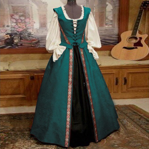 Women Retro Medieval Victorian Maxi Dress Halloween Party Renaissance Costume