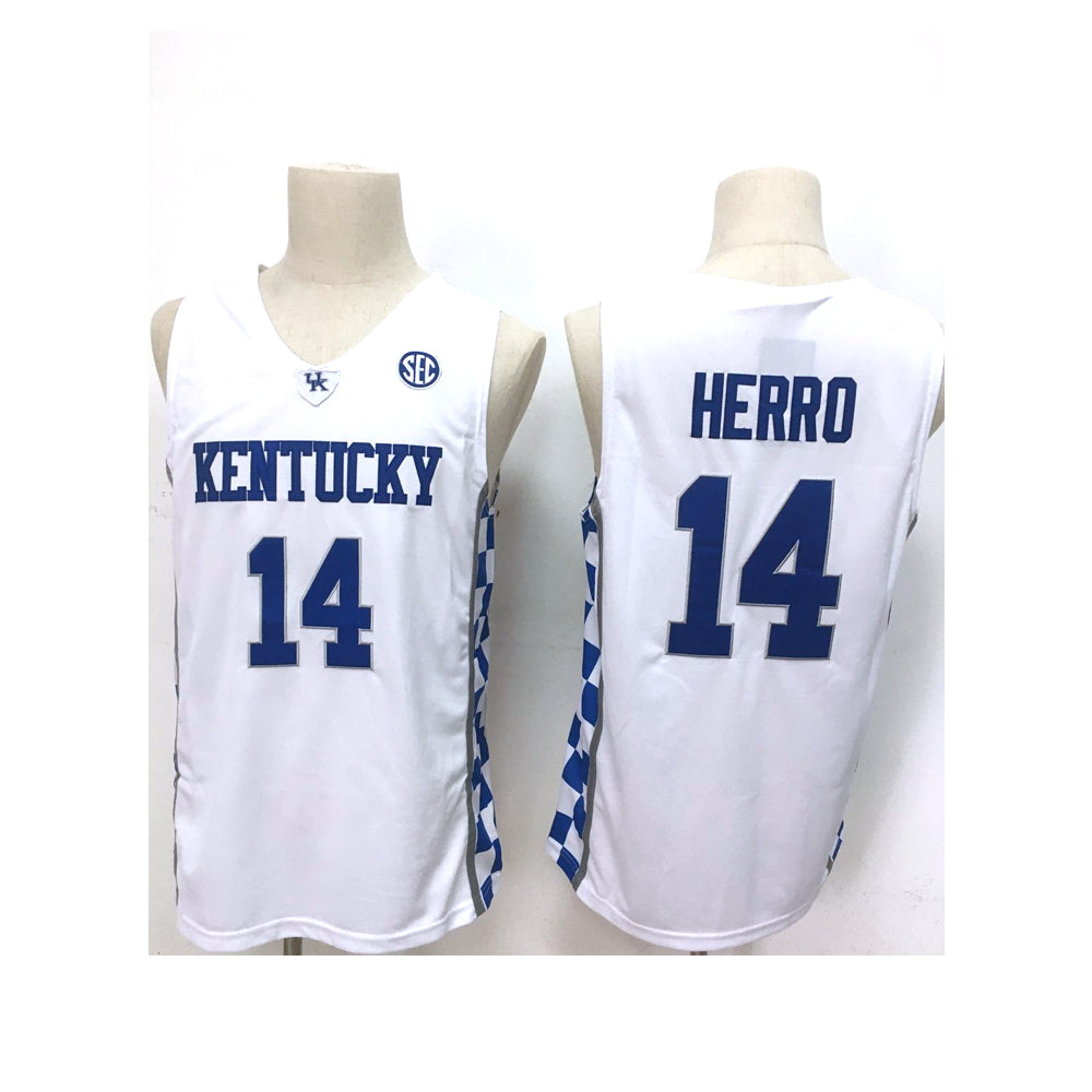 Tyler Herro #14 Kentucky College Basketball Jersey Blue/White