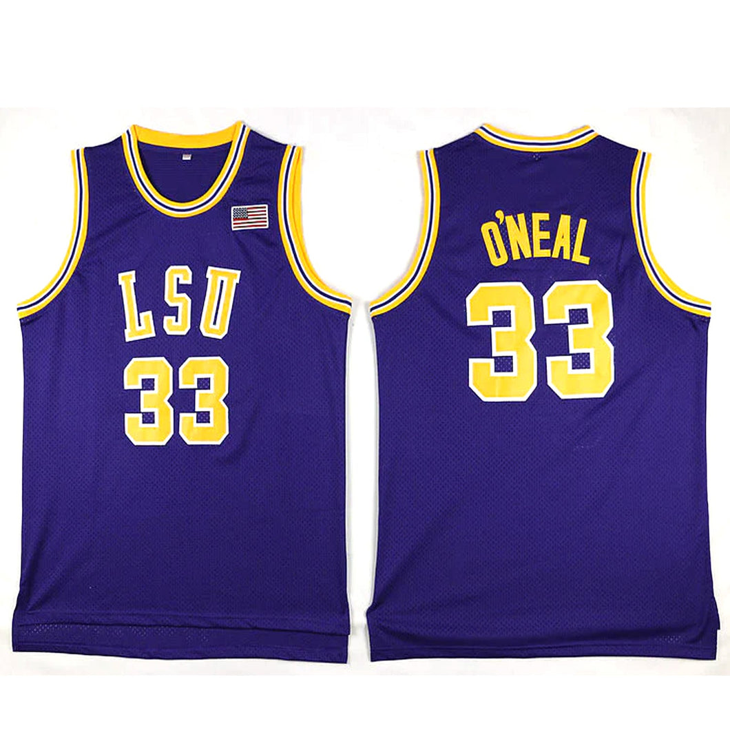 Shaquille O'Neal #33 Louisiana State University College Throwback Jersey Purple