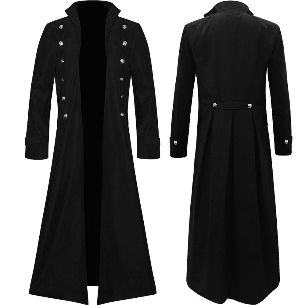 Mens' Steampunk Gothic Long Sleeve Jacket Vintage Medieval Victorian Trench Coat