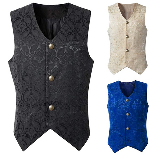 Men Retro Medieval Renaissance Vest Waistcoat Gothic Steampunk Victorian Costume