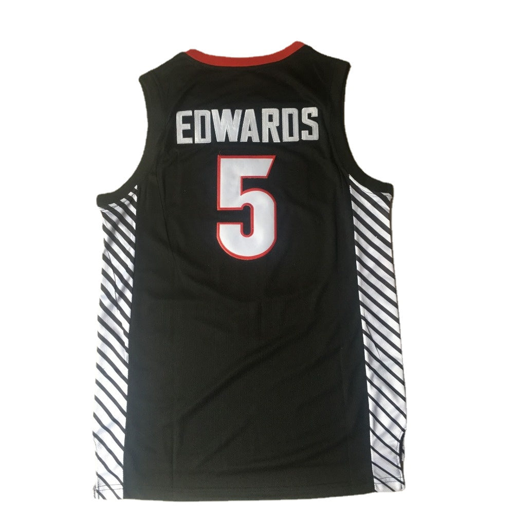 Anthony Edwards #5 University of Georgia Basketball Jersey College - Red/Black Embroidered