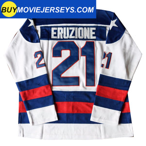 1980 USA Olympic Miracle on Ice Hockey Jersey MIKE ERUZIONE #21 Blue And White
