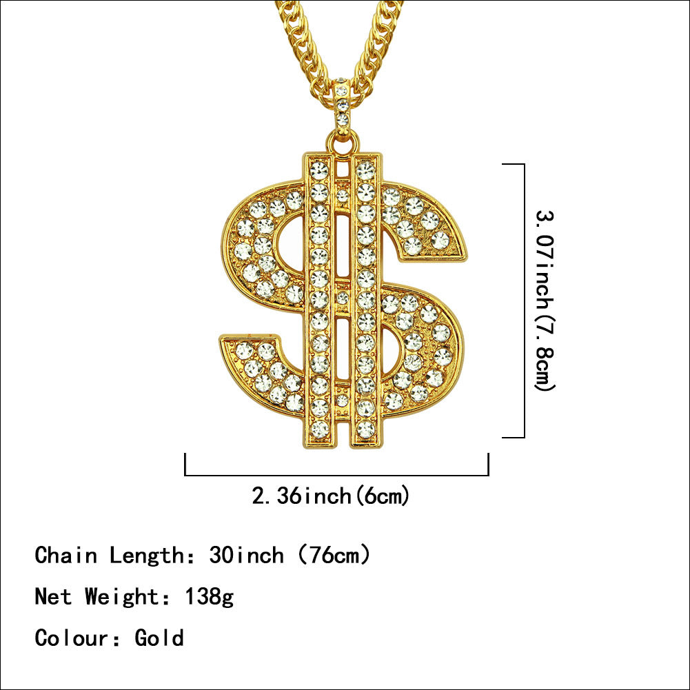 Electroplated Hiphop USD Pendant Necklace Popular Hip Hop Jewelry Men's Necklace Cuban Chain