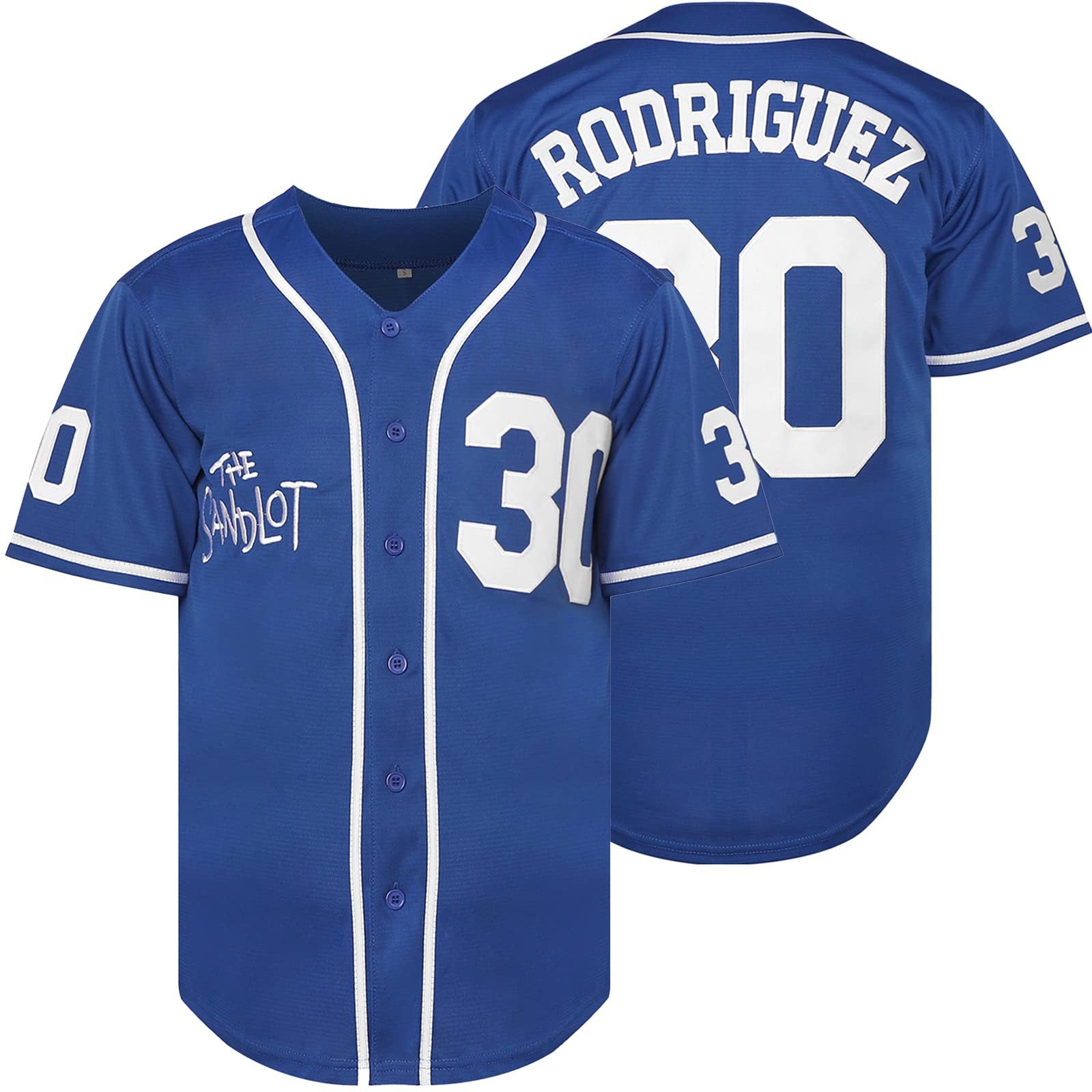 Mens Benny 'The Jet' Rodriguez Baseball Jersey Blue Shirt White XL