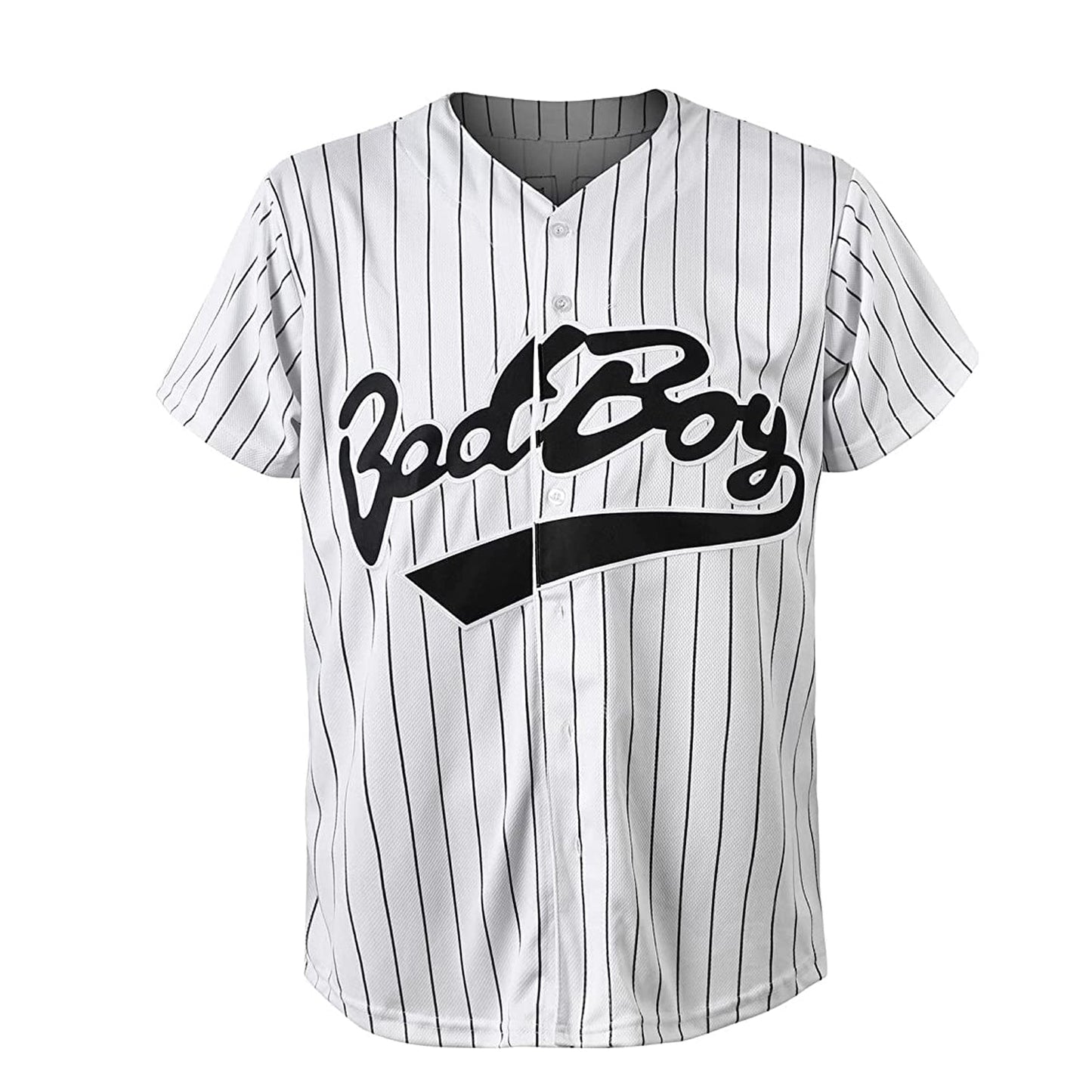 BadBoy #10 Biggie Smalls Unisex Hipster Hip Hop Button-Down Baseball Jersey White with Black Stripe