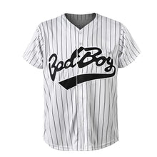Load image into Gallery viewer, BadBoy #10 Biggie Smalls Unisex Hipster Hip Hop Button-Down Baseball Jersey White with Black Stripe