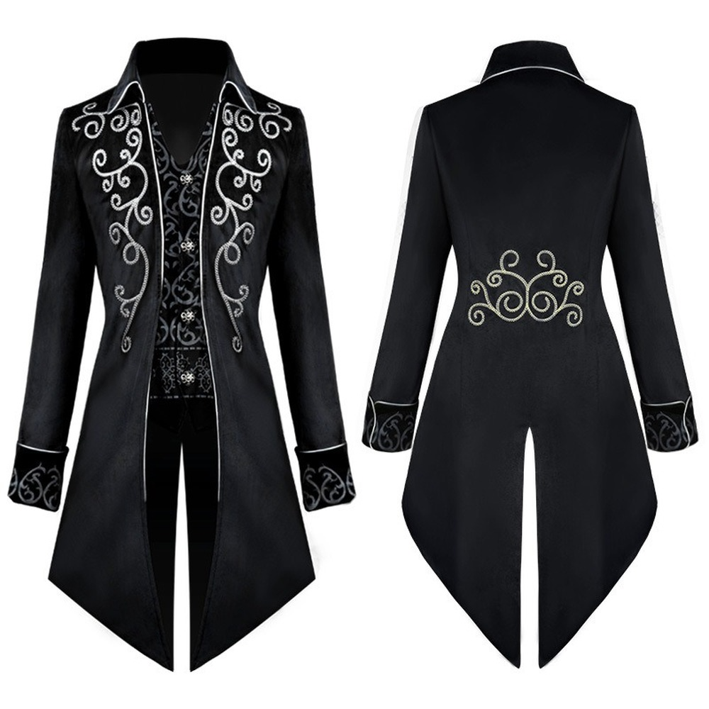 Men's Victorian Jacket Medieval Steampunk Tailcoat Gothic Coat Halloween Costume