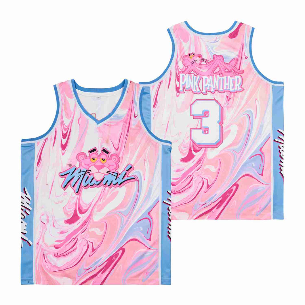 Pink Panther #3 Miami Themed Base Basketball Jersey