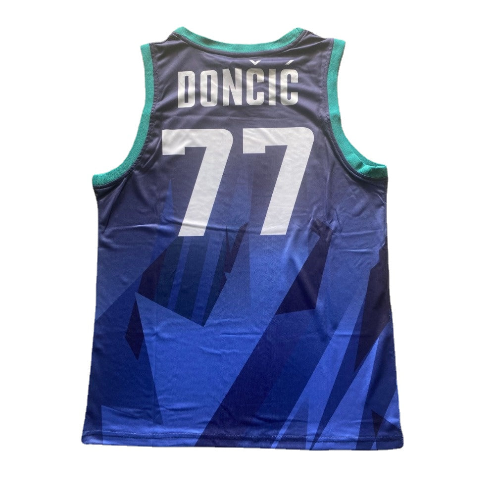 Luka Doncic #77 Slovenia Basketball Jersey Blue