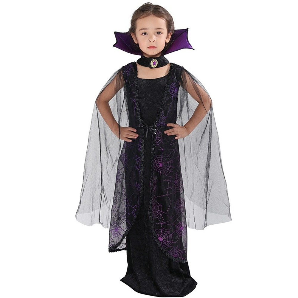 Girls Witch Costume Kids Halloween Cosplay Fancy Dress Up Party Outfit