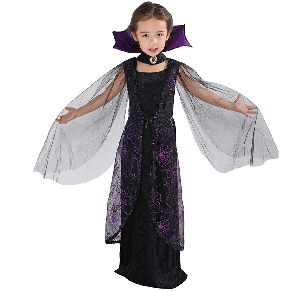 Girls Witch Costume Kids Halloween Cosplay Fancy Dress Up Party Outfit