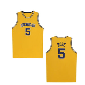 Retro Throwback Jalen Rose #5 Michigan Basketball Jersey College Two Colors