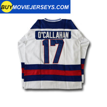 Load image into Gallery viewer, 1980 USA Olympic Miracle on Ice Hockey Jersey JACK O&#39;CALLAHAN  #17 Blue And White
