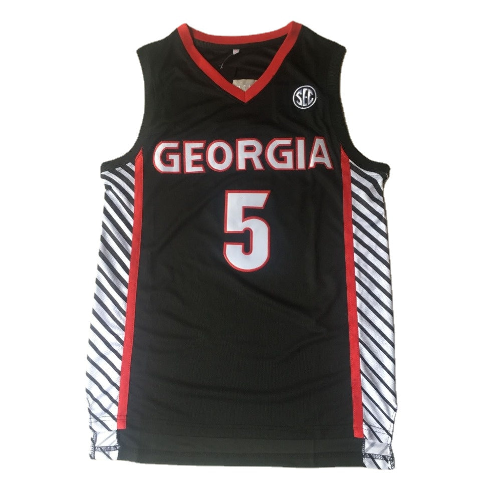 Anthony Edwards #5 University of Georgia Basketball Jersey College - Red/Black Embroidered