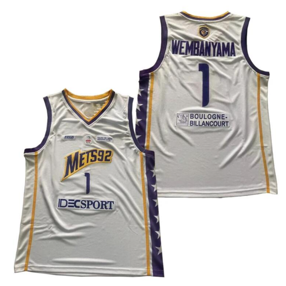 Victor Wembanyama #1 Mets France Basketball Jersey DarkBlue Purple White 3 Colors