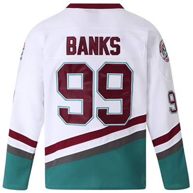 Buy Adam Banks #99 Mighty Ducks Movie Hockey Jersey White Green