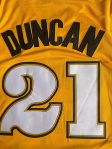 Tim Duncan #21 Wake Forest Basketball Jersey College BLACK/WHITE/YELLOW
