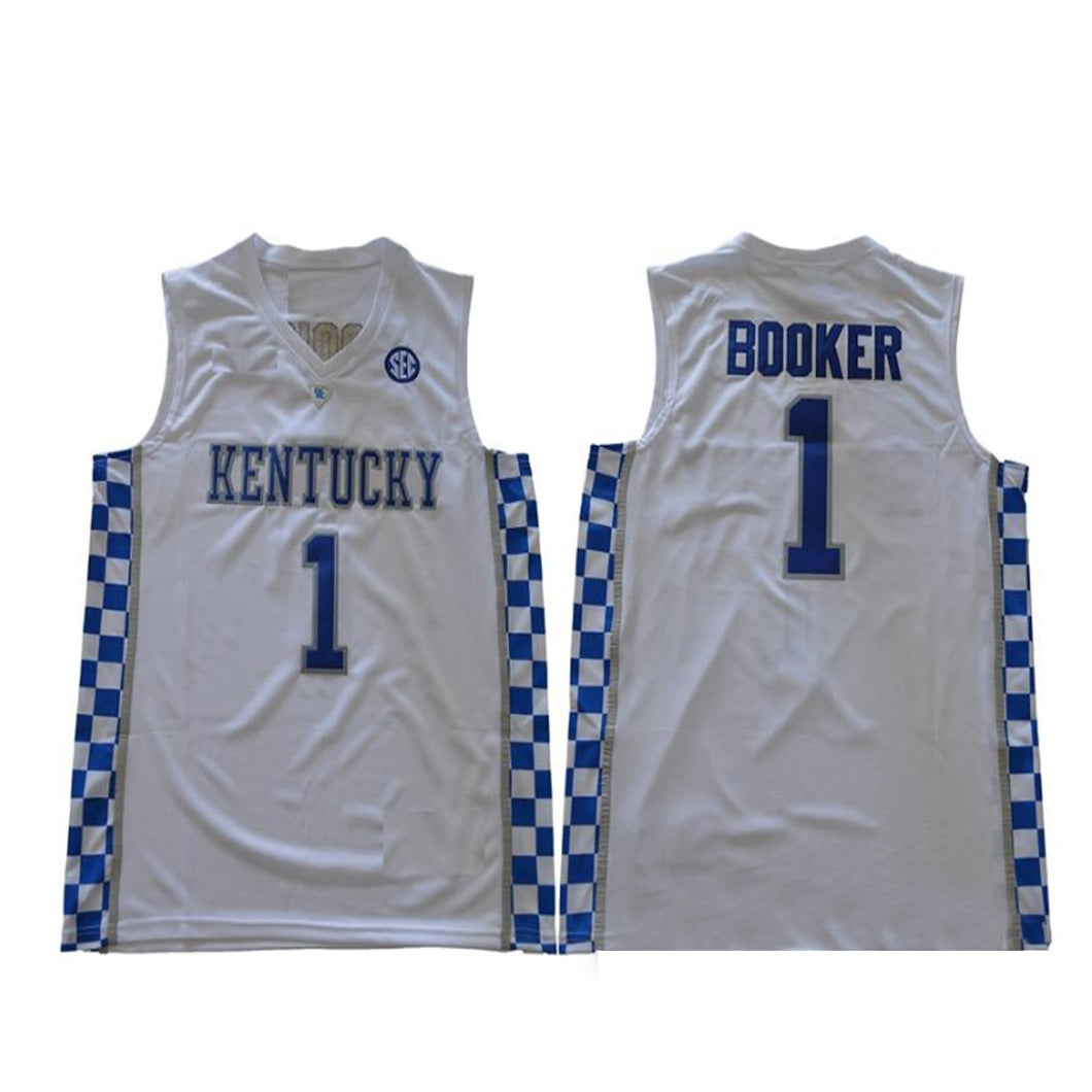 Devin Booker #1 Kentucky Basketball Jersey College Jerseys White