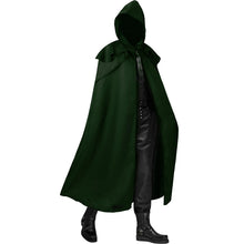 Load image into Gallery viewer, Men Long Hooded Cloak Wizard Witch Medieval Knight Cape Gothic Halloween Costume