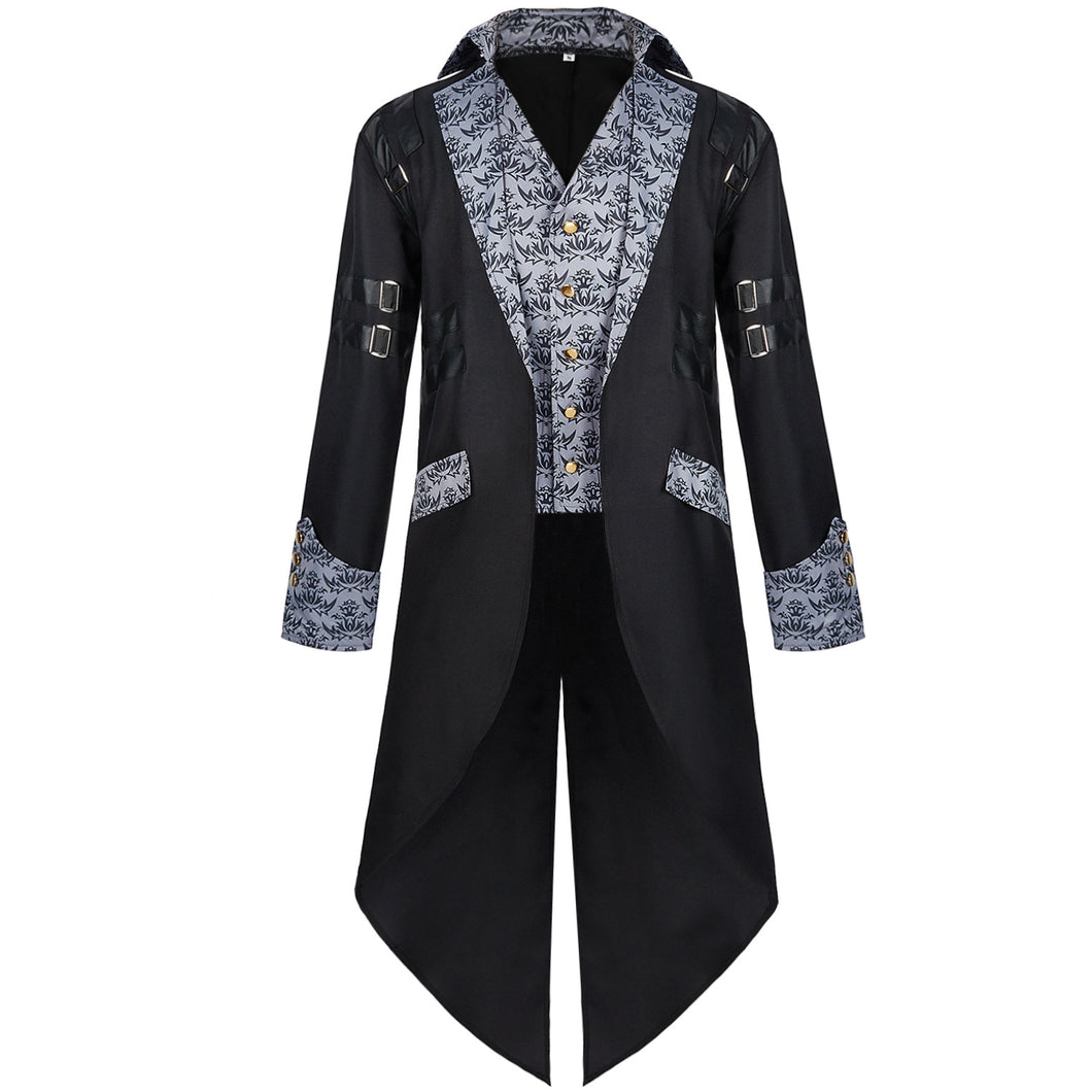 Men Medieval Gothic Jacket Coat Victorian Steampunk Tailcoat Halloween Costume