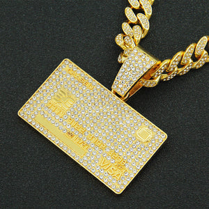 Hip Hop America Dollar Money Pendant Bankcard Necklace Jewelry for Woman Men