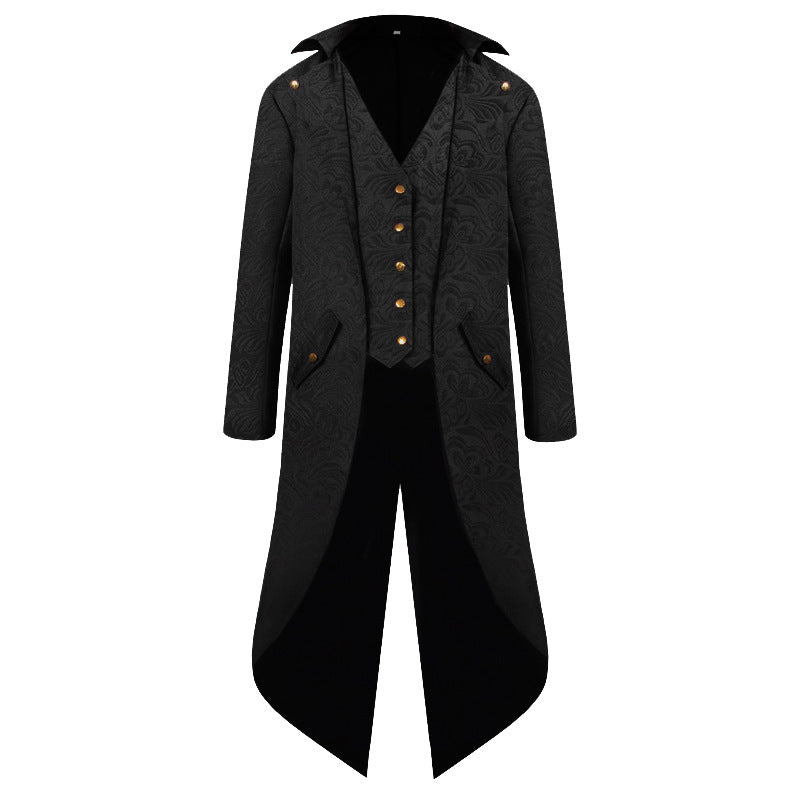 Men's Steampunk Vintage Medieval Tailcoat Jacket Retro Gothic Victorian Frock Coat Uniform Halloween Cosplay Costume