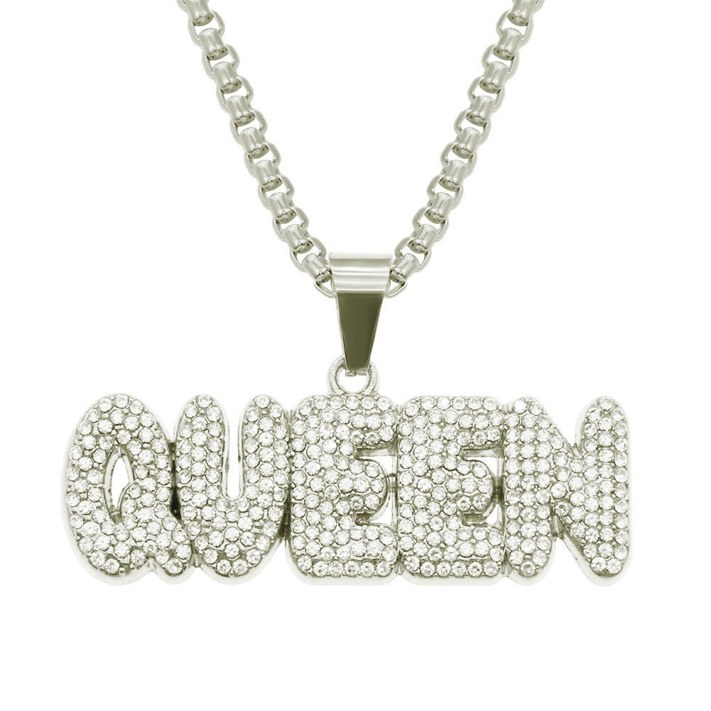 Hip Hop QUEEN Pendant Letter Necklace Women Jewelry