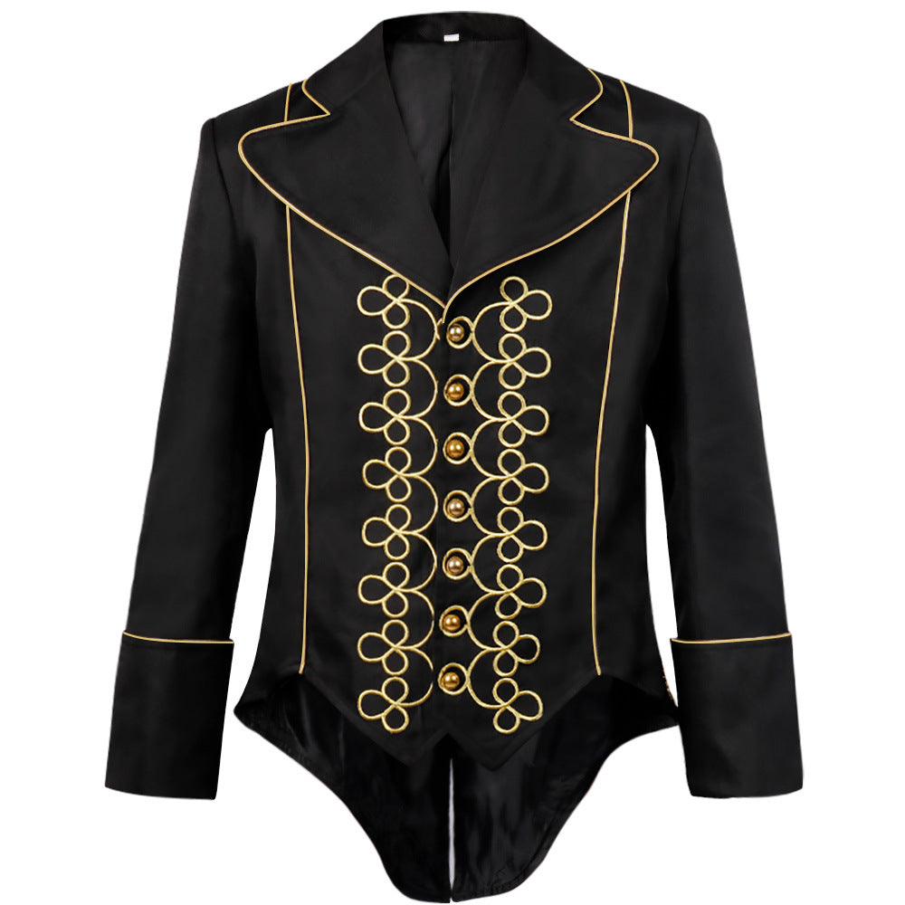 Men Medieval Gothic Jacket Coat Victorian Steampunk Tailcoat Halloween Costume