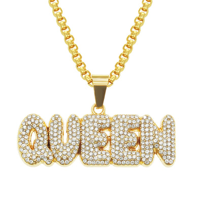 Hip Hop QUEEN Pendant Letter Necklace Women Jewelry